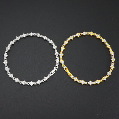 Classic Cluster Tennis Bracelet | White Gold