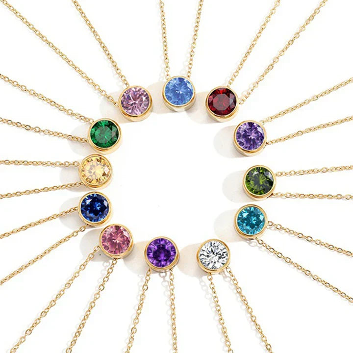 Lunaria Gemmara Birthstone Necklace | White Gold