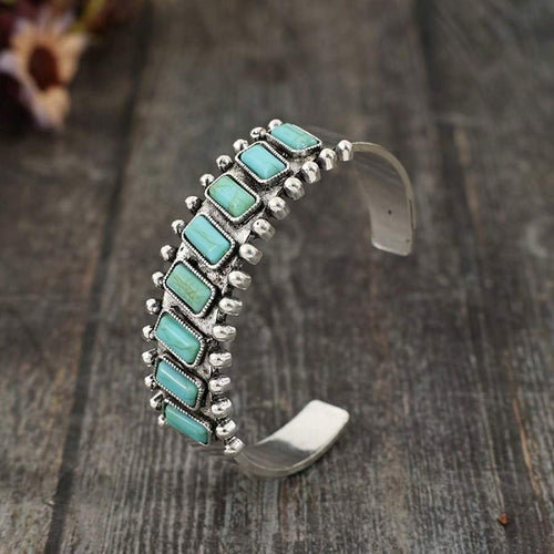 Quinara Turquoise Cuff Bracelet | White Gold