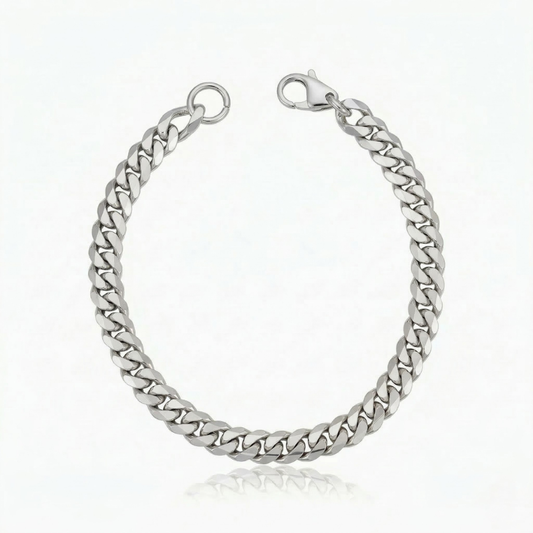 Estate Cuban Bracelet | White Gold