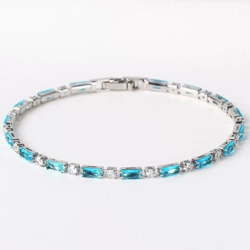 Natural Turquoise Stone Bracelet | White Gold