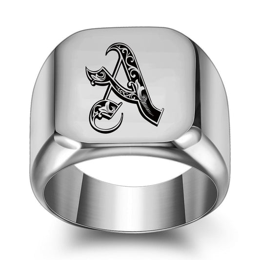 Classic Noble Initial Ring | White Gold