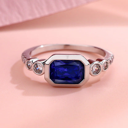 Minimal Sapphire Ring | White Gold