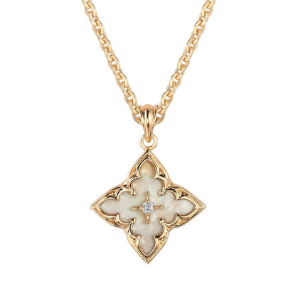 Blue Clover Pendant Necklace | Gold