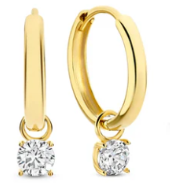 Larmes de Lune Stone Hoop Earrings | Gold