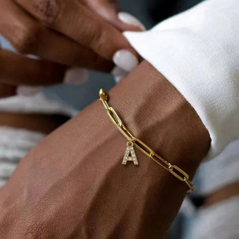 Minimalist Letter Charm Bracelet | Gold