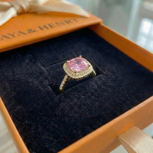 Cushion Pink Sapphire Ring | Gold